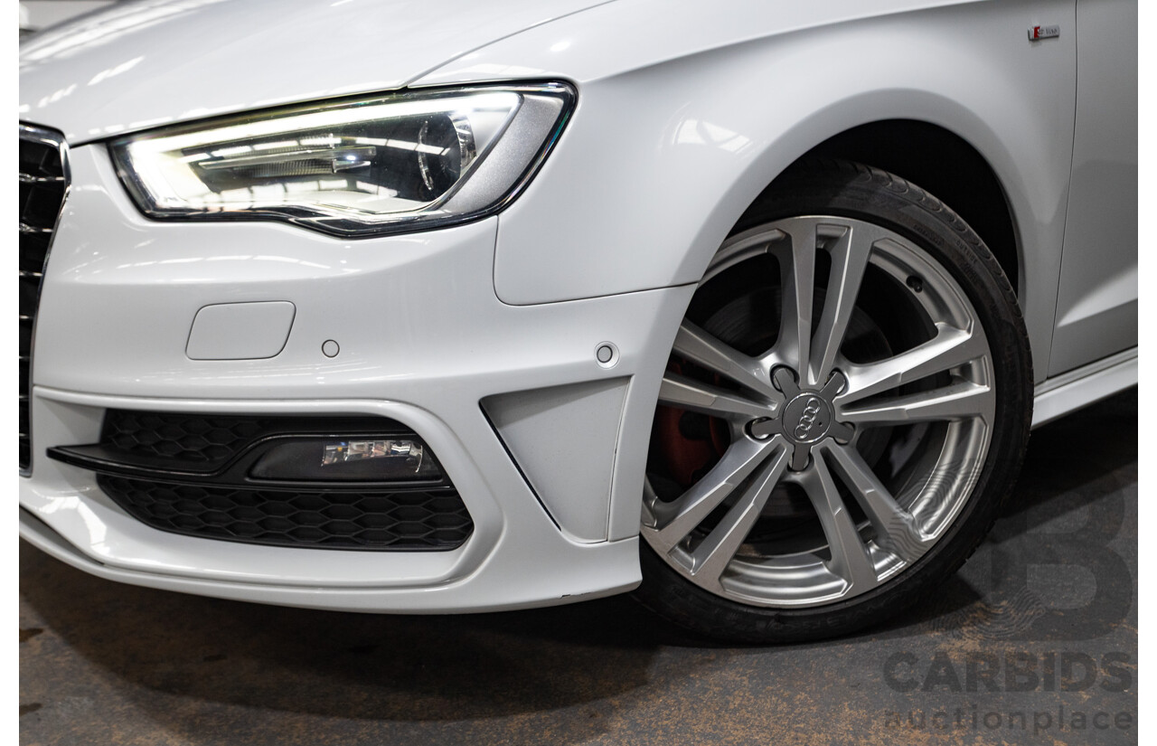 05/2015 Audi A3 Sportback S-line 1.8 TFSI Quattro (AWD) AMBITION 8V MY16 5D Hatchback Glacier White Turbo 1.8L