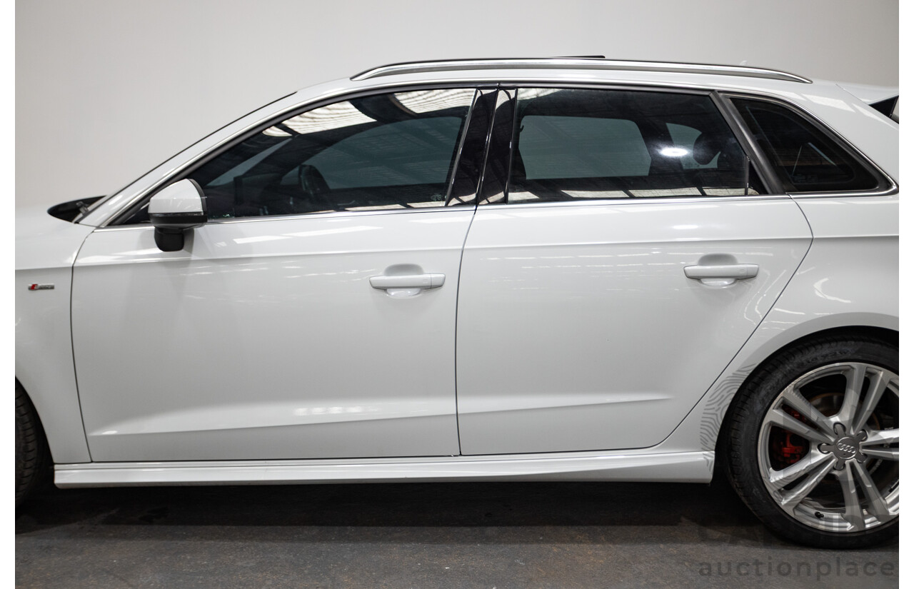 05/2015 Audi A3 Sportback S-line 1.8 TFSI Quattro (AWD) AMBITION 8V MY16 5D Hatchback Glacier White Turbo 1.8L