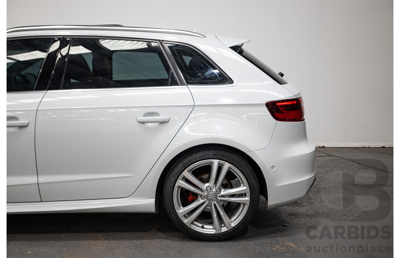 05/2015 Audi A3 Sportback S-line 1.8 TFSI Quattro (AWD) AMBITION 8V MY16 5D Hatchback Glacier White Turbo 1.8L