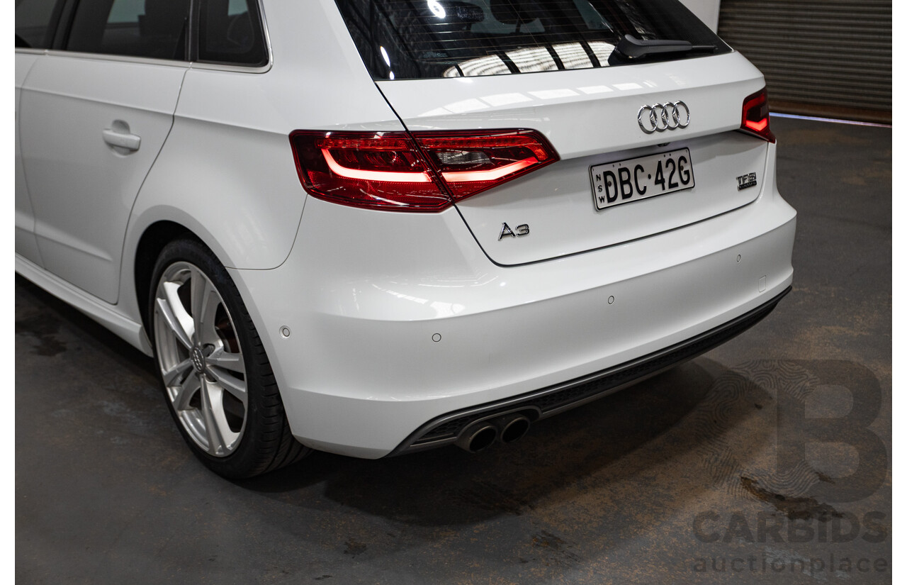 05/2015 Audi A3 Sportback S-line 1.8 TFSI Quattro (AWD) AMBITION 8V MY16 5D Hatchback Glacier White Turbo 1.8L