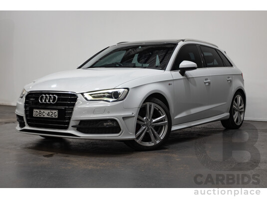 05/2015 Audi A3 Sportback S-line 1.8 TFSI Quattro (AWD) AMBITION 8V MY16 5D Hatchback Glacier White Turbo 1.8L