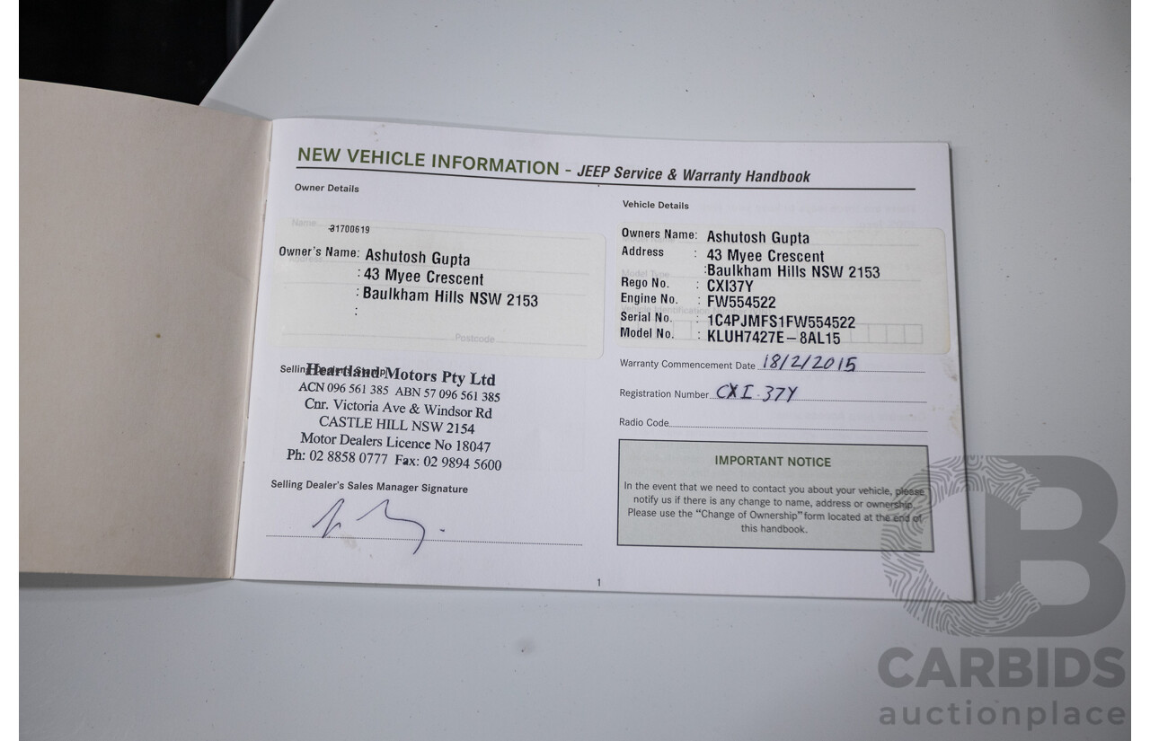 12/2014 Jeep Cherokee Trailhawk (4x4) KL MY15 4d Wagon White 3.2L