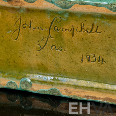 Vintage Australian Tasmanian John Campbell Trough Vase, 1934