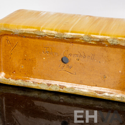 Vintage Australian Tasmanian Studio Pottery Trough Vase by John Campbell, 1934