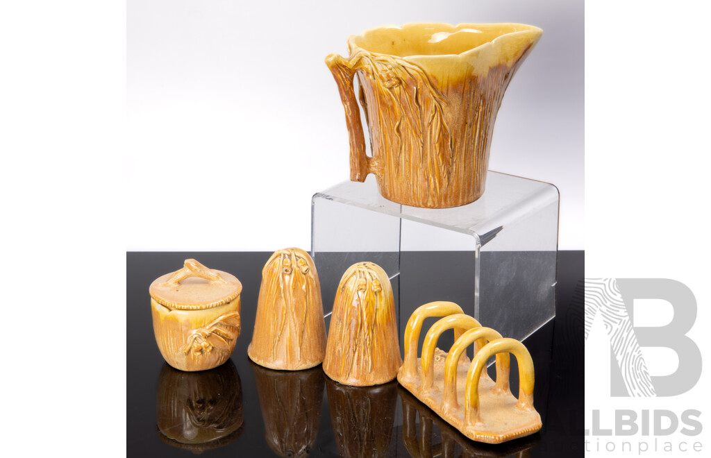 Collection Five Vintage Australian Sydney Studio Pottery Pieces by Eric Bryce Carter