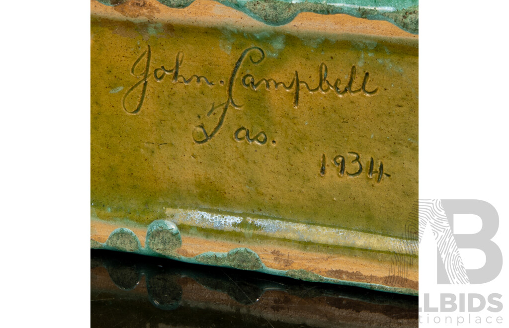 Vintage Australian Tasmanian John Campbell Trough Vase, 1934