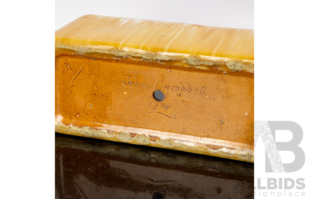 Vintage Australian Tasmanian Studio Pottery Trough Vase by John Campbell, 1934
