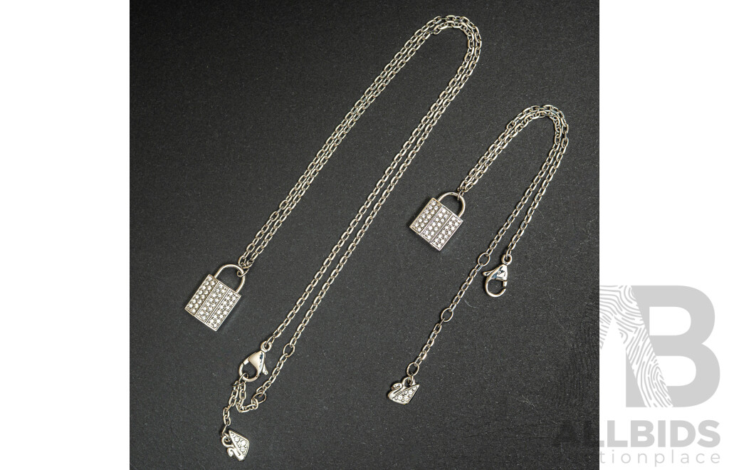 Swarovski Crystal Padlock Necklace & Bracelet Set, 5120621, 40/17cm, as New in Box with Tags