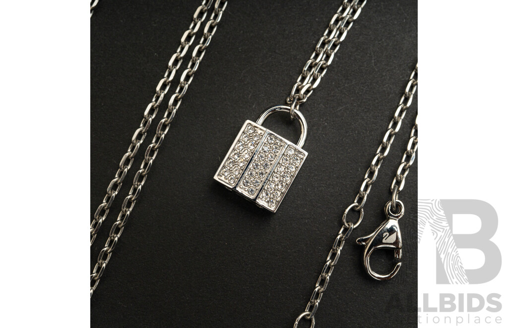 Swarovski Crystal Padlock Necklace & Bracelet Set, 5120621, 40/17cm, as New in Box with Tags