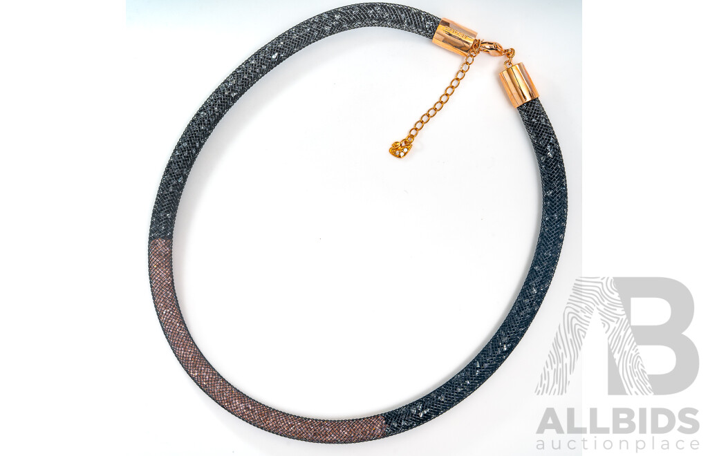 Swarovski Crystal 'Stardust' Necklace, Black & Rose Gold, as New with Box and Tags