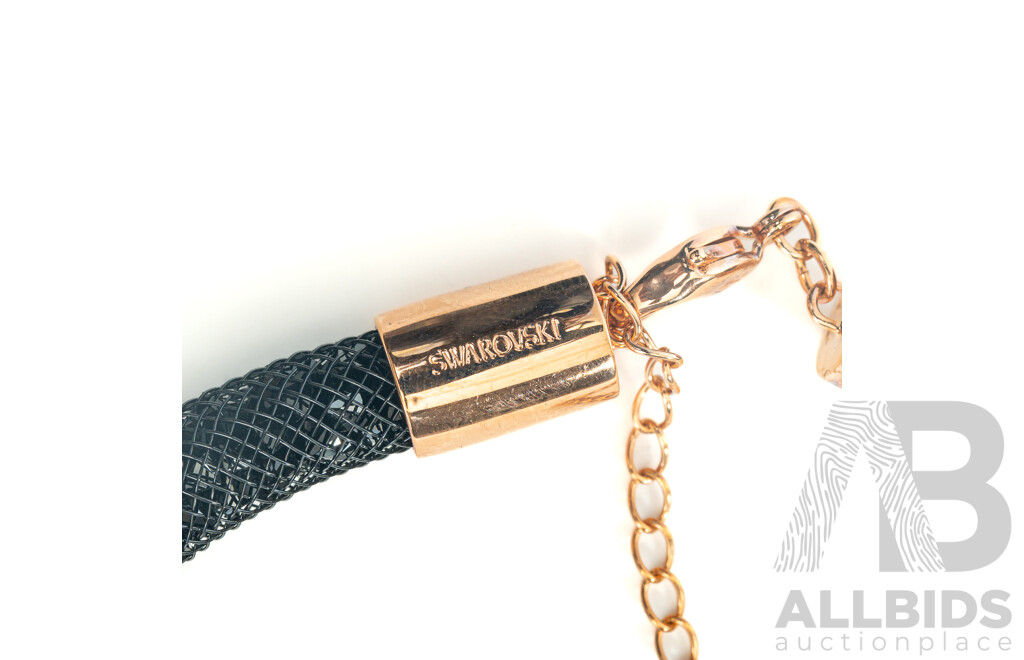 Swarovski Crystal 'Stardust' Necklace, Black & Rose Gold, as New with Box and Tags