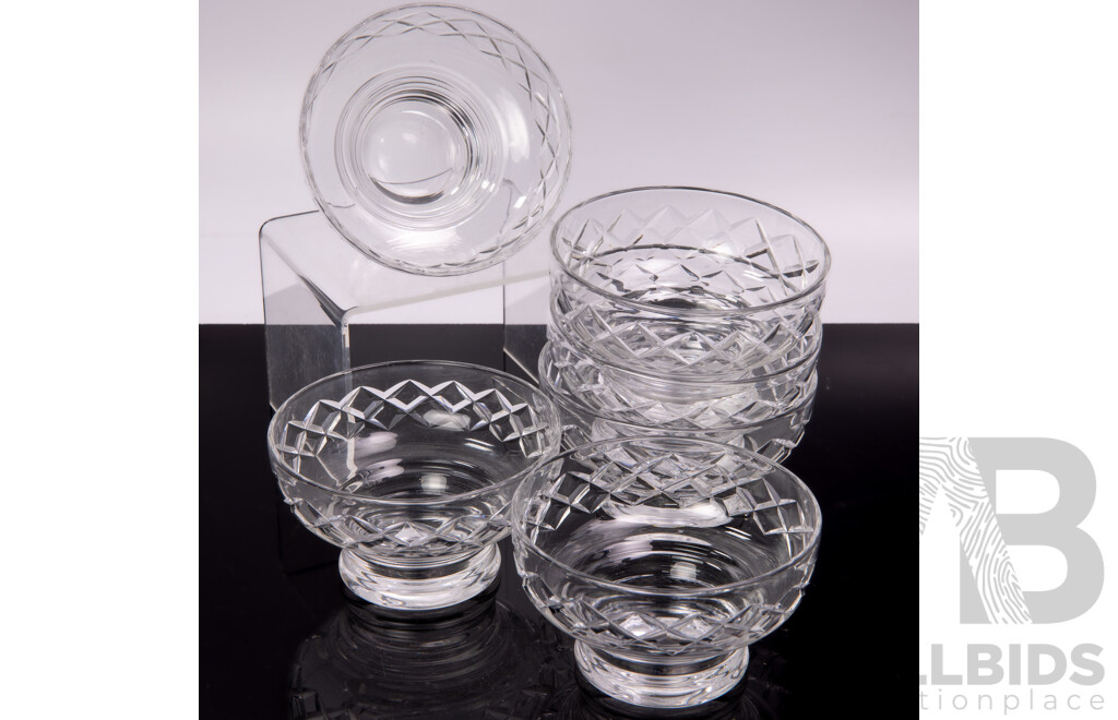 Set Six Vintage Stuart Crystal Footed Coupes