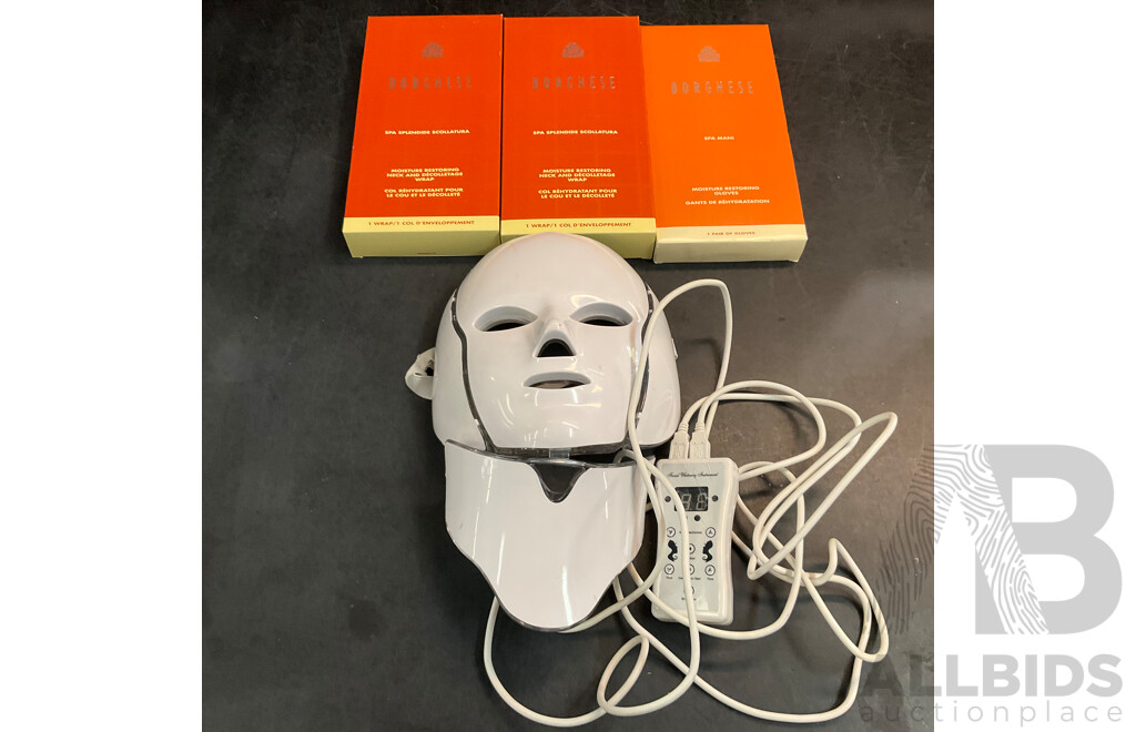 BORGHESE Moisture Restoring Neck & Decolletage Wrap & Moisture Restoring Glove & 7 Color LED Beauty Face Neck Mask