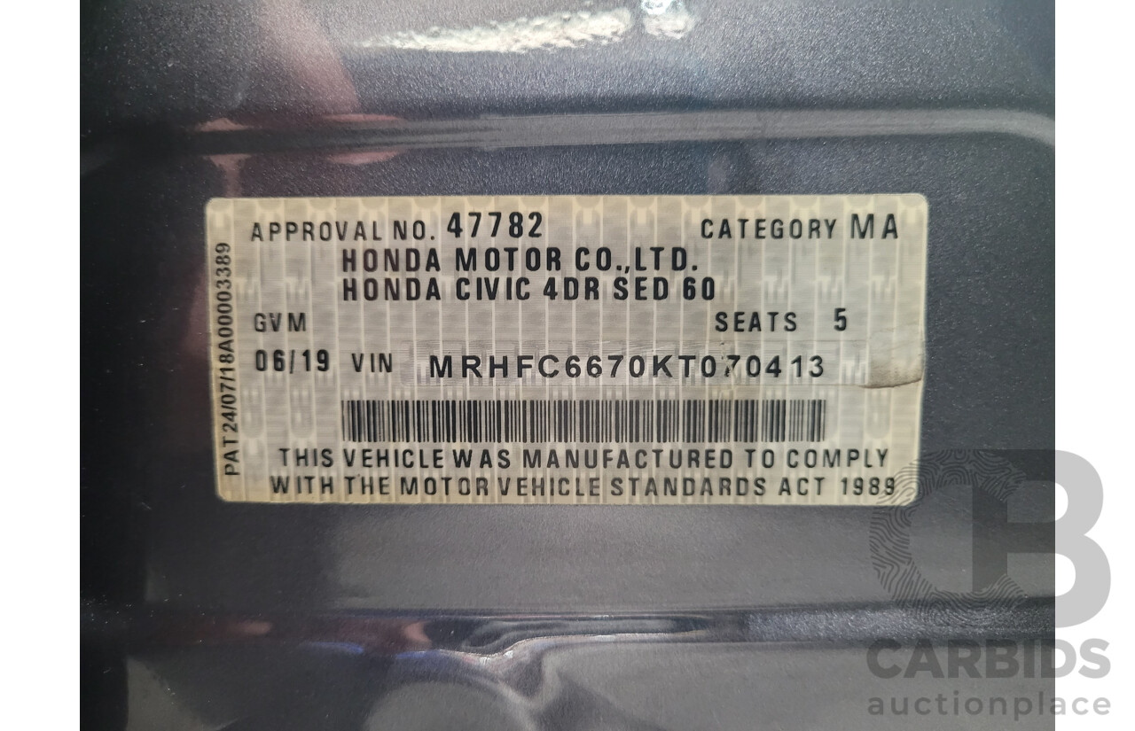 06/2019 Honda Civic VTi-S MY18 4D Sedan Modern Steel Grey Metallic 1.8L