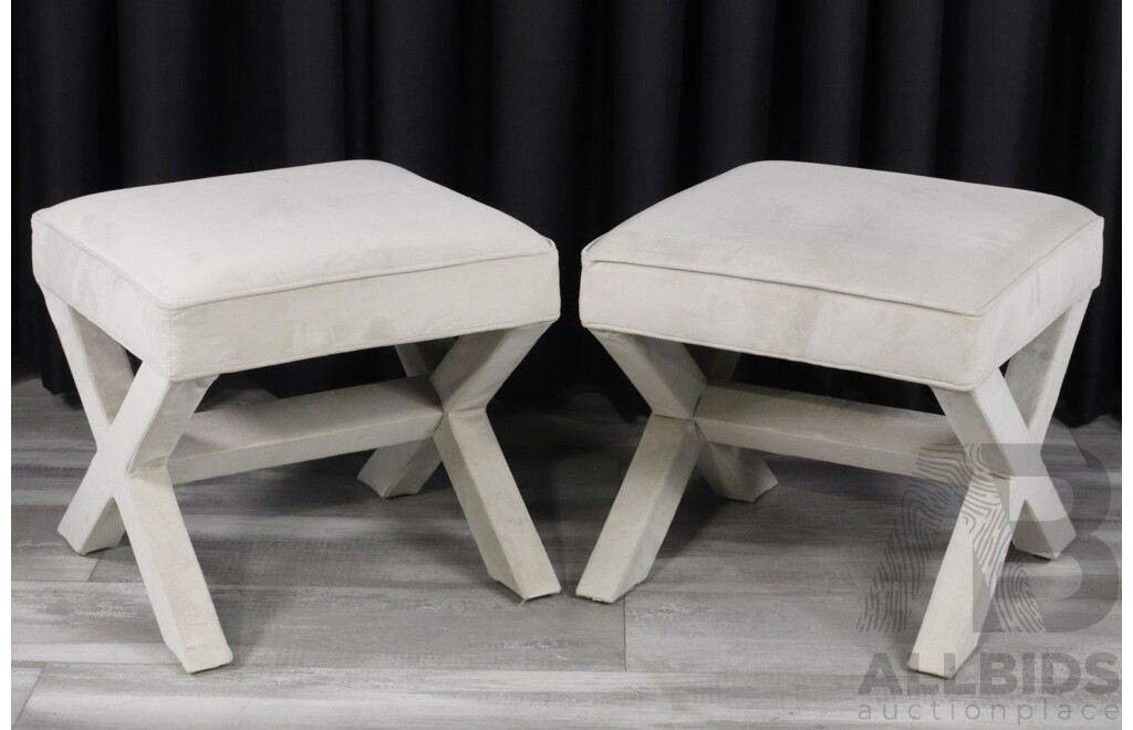 Pair of West Elm Modern Upholstered Ottomans/Occasional Seats