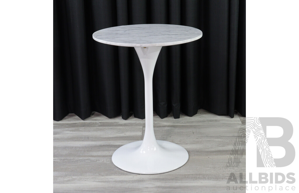 Modern Tulip Stem Side Table with Marble Top