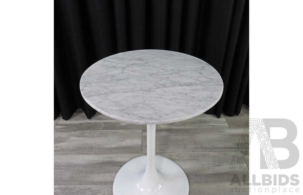 Modern Tulip Stem Side Table with Marble Top