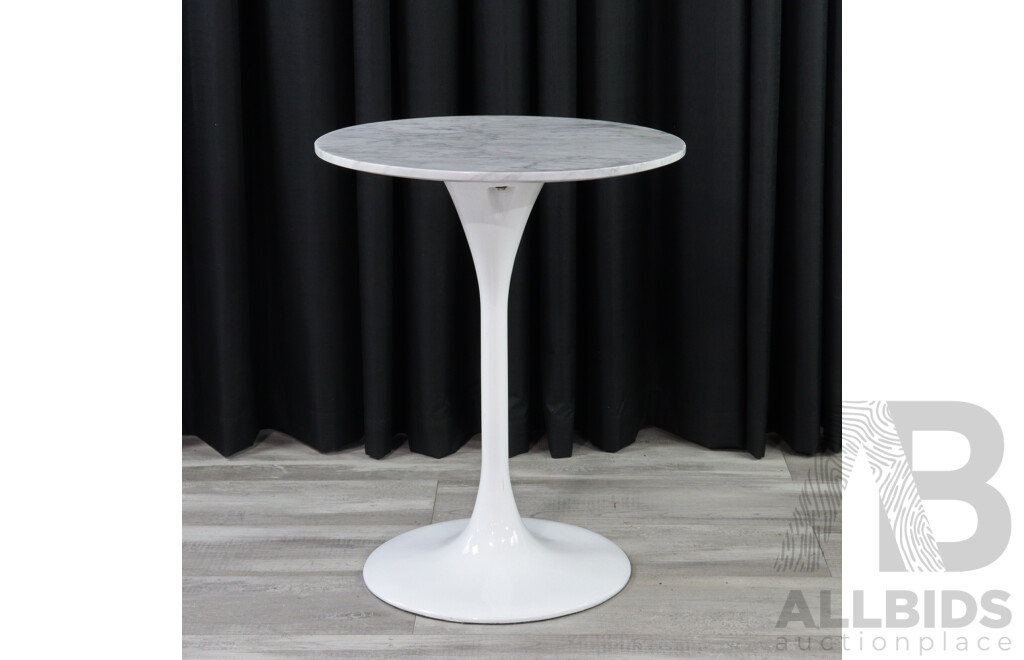 Modern Tulip Stem Side Table with Marble Top