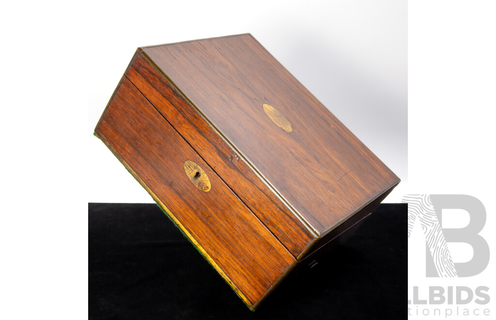 Antique Mahogany Writing Slope with Felt Detail to Interior