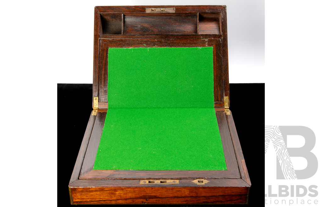 Antique Mahogany Writing Slope with Felt Detail to Interior