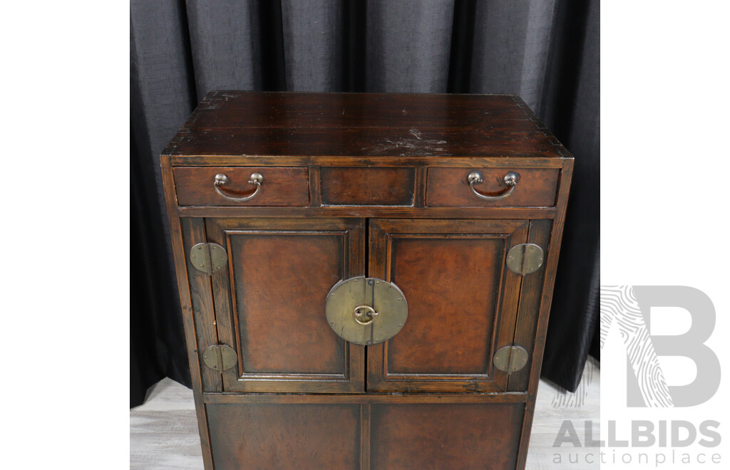 Pair of Korean Elm Side Cabinets