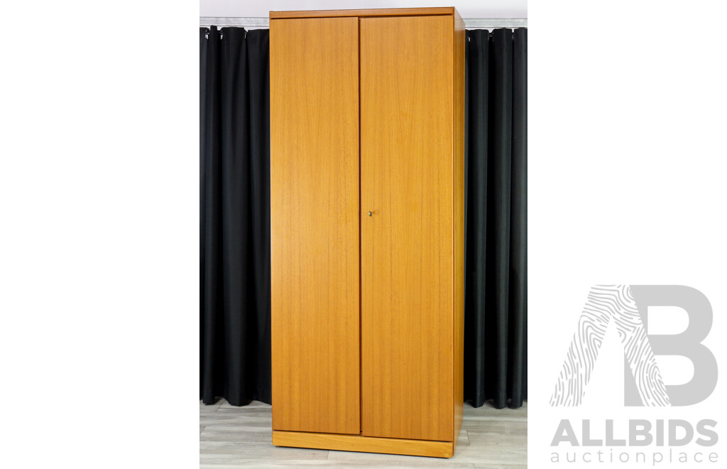 Vintage Teak Two Door Wardrobe with Fitted Interior by Parker Furniture