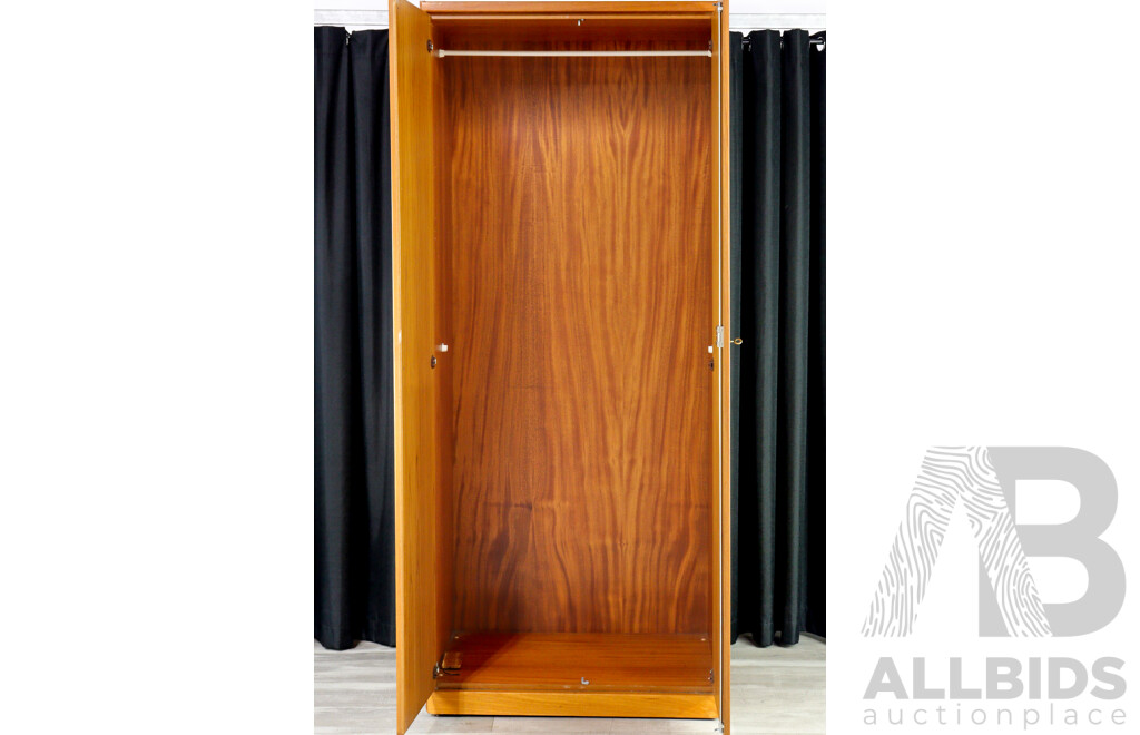 Vintage Teak Two Door Wardrobe with Fitted Interior by Parker Furniture