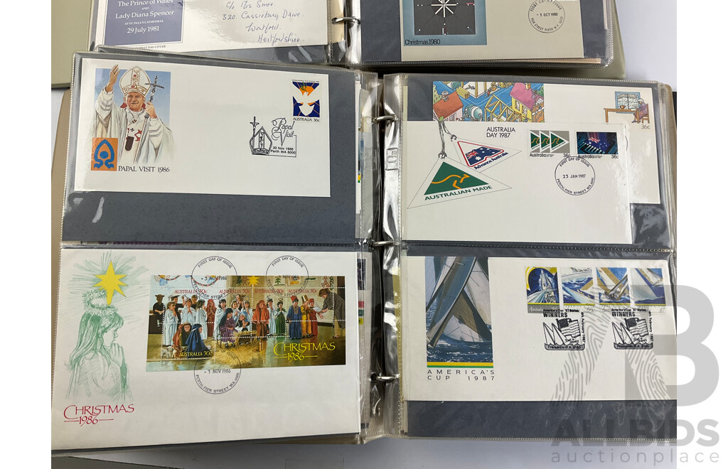 Four Albums of Australian First Day Covers and Stamp Packs, Examples Spanning 1951 to 1989 Including Commonwealth of Australia Jubilee, Bicentennial, Expo 1988