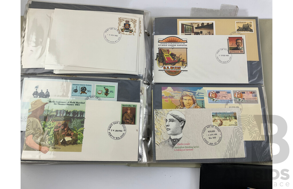 Four Albums of Australian First Day Covers and Stamp Packs, Examples Spanning 1951 to 1989 Including Commonwealth of Australia Jubilee, Bicentennial, Expo 1988