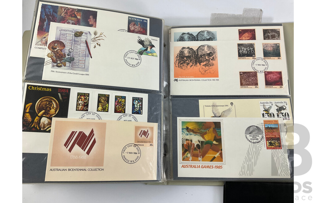 Four Albums of Australian First Day Covers and Stamp Packs, Examples Spanning 1951 to 1989 Including Commonwealth of Australia Jubilee, Bicentennial, Expo 1988
