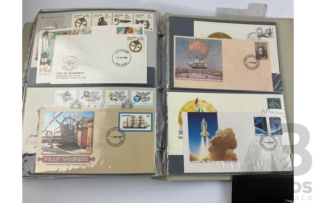 Four Albums of Australian First Day Covers and Stamp Packs, Examples Spanning 1951 to 1989 Including Commonwealth of Australia Jubilee, Bicentennial, Expo 1988