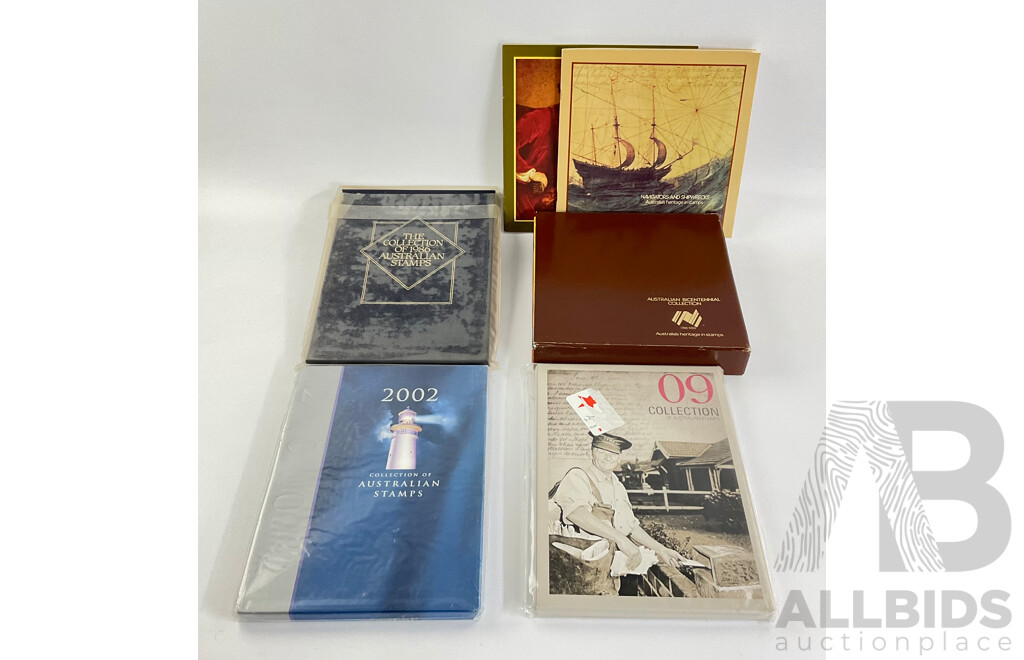 Four Australian Annual Stamp Albums Including 1986, 1988 Bicentennial, 2002, 2009 - Face Value Over $186
