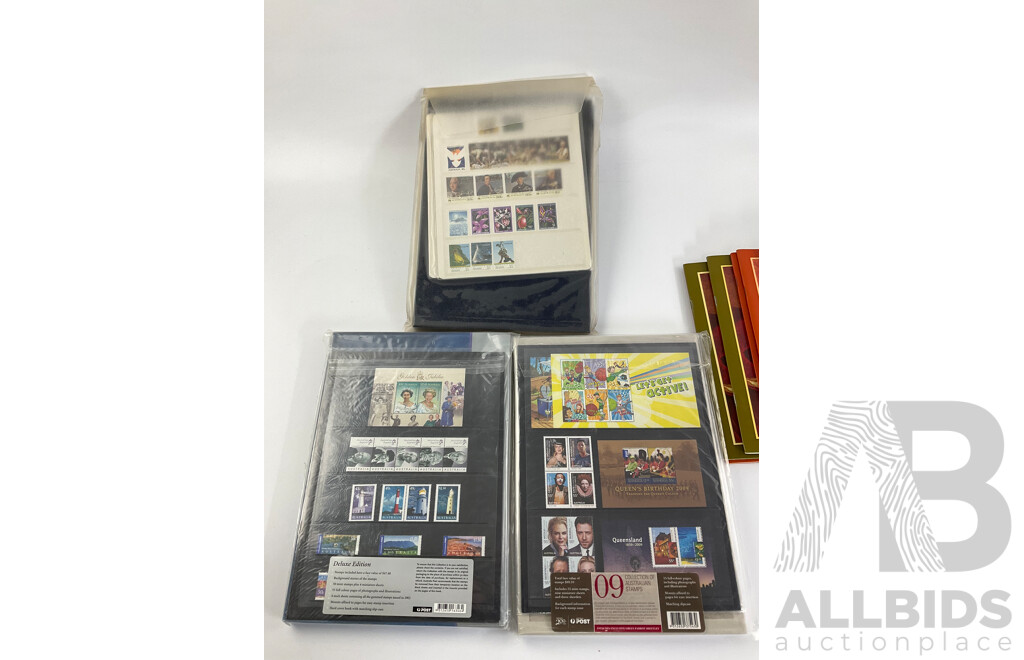 Four Australian Annual Stamp Albums Including 1986, 1988 Bicentennial, 2002, 2009 - Face Value Over $186