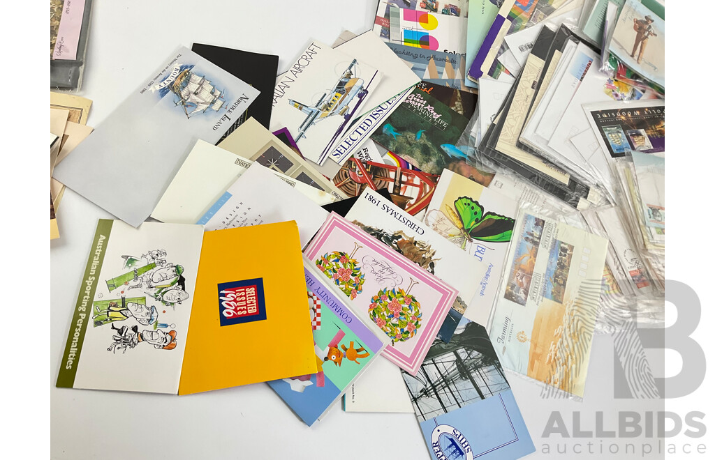 Collection of Australian Stamp Packs and First Day Covers Spanning 1970's to 1990's, Selected Issues, Australian Birds, Bicentennial, Community Welfare and More