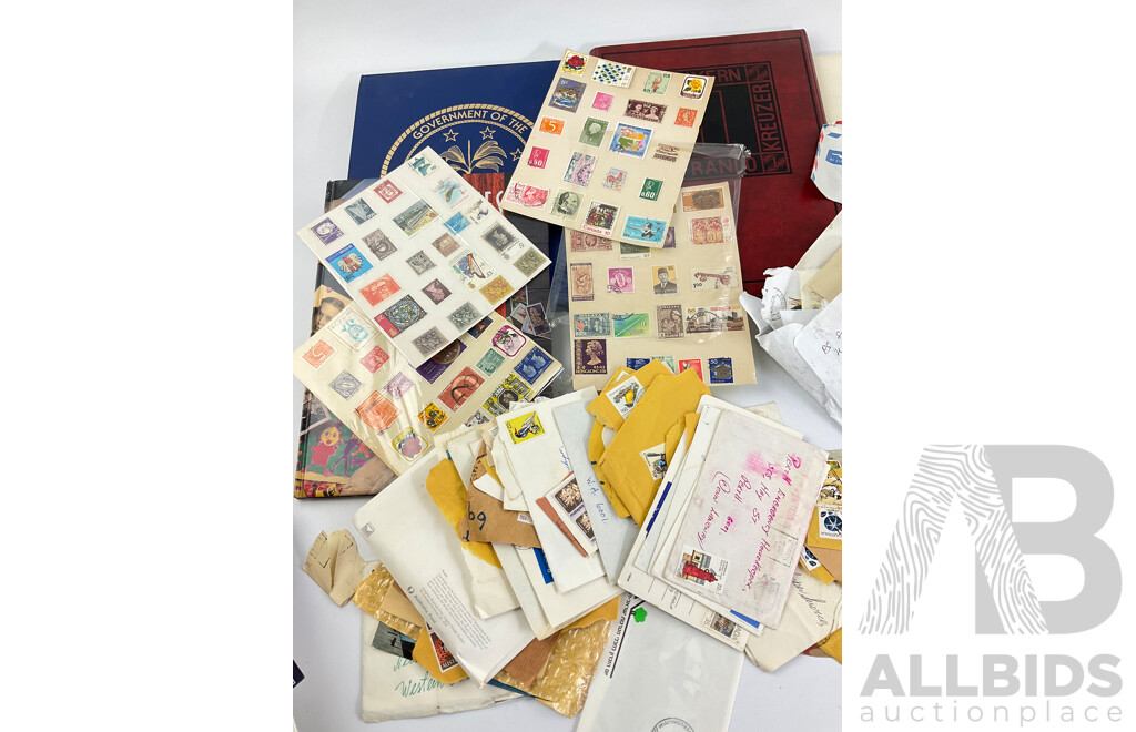 Collection of Australian Stamp Packs and First Day Covers with Cancelled Intentional Stamps, Canadian 1985, 1986 Souvenir Collections, Micronesia Album, Philately Album