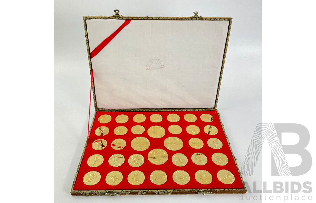 Beijing 1990 XI Asian Games Thirty Four Gold Tone Coin Set