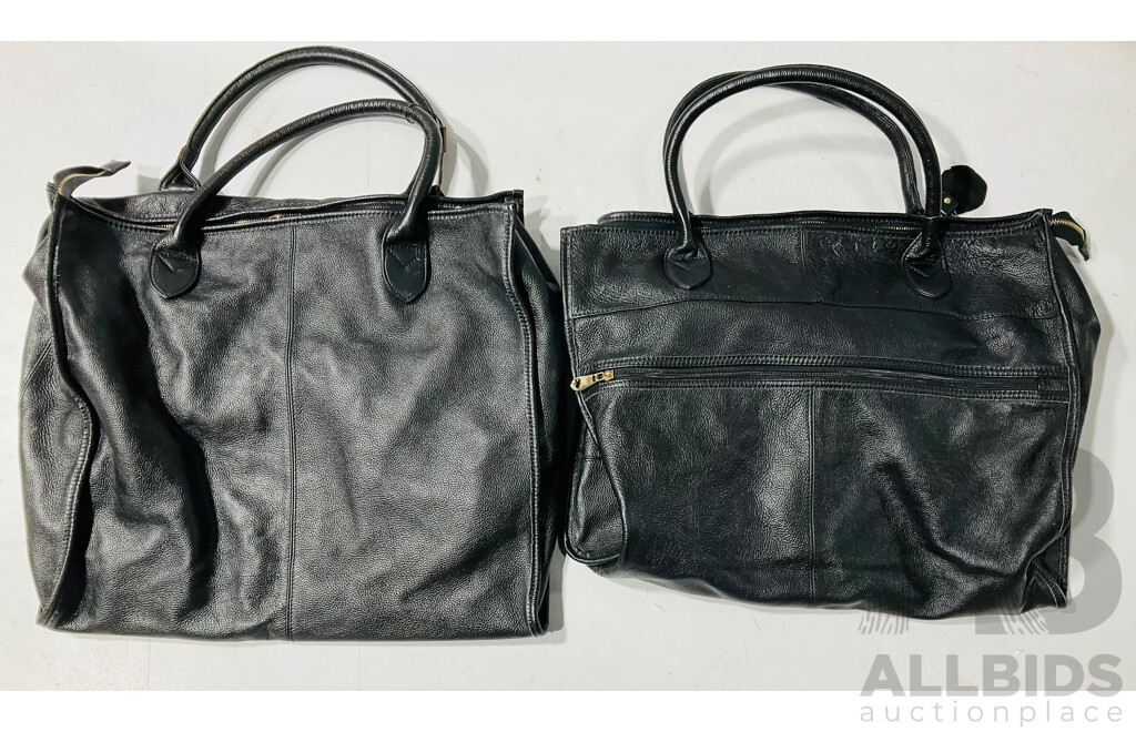 Pair Genuine Leather Overnight Bags