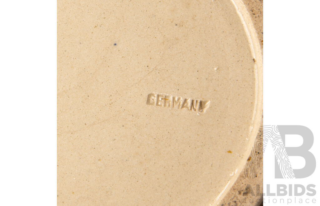 Collection Vintage German Ceramic Beer Steins with Metal Lids Along with Lidded Ceramic Tobacco Jar