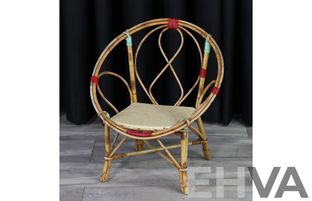 Vintage Childs Cane Saucer Chair