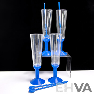 Retro Bodum Swiss Lidded Ice Bucket Along with Set Four Funky Chanpagne Flutes