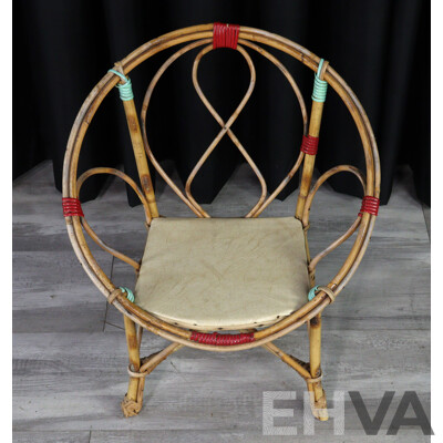 Vintage Childs Cane Saucer Chair