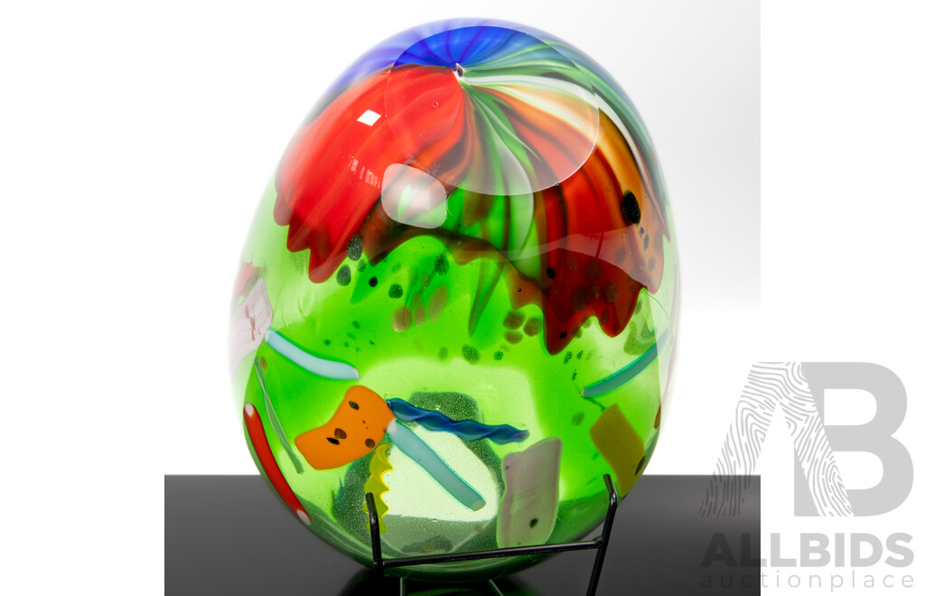 Retro Art Glass Vase with Aventurine Inclusions