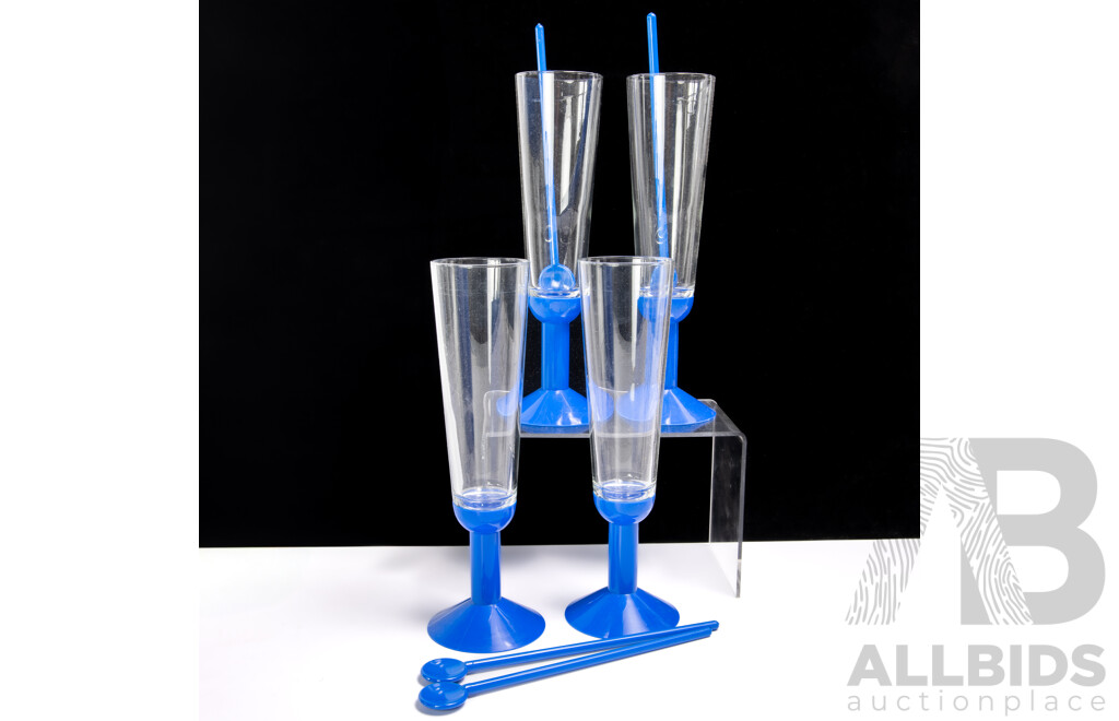Retro Bodum Swiss Lidded Ice Bucket Along with Set Four Funky Chanpagne Flutes