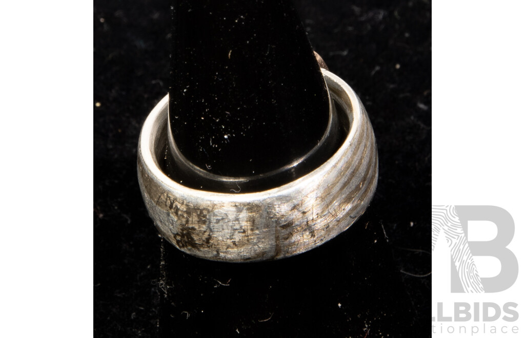 Mokume Gane Paraiba Tourmaline (0.42ct) Ring with Sterling Silver & 9ct Rose Gold, Size P, 10.74 Grams