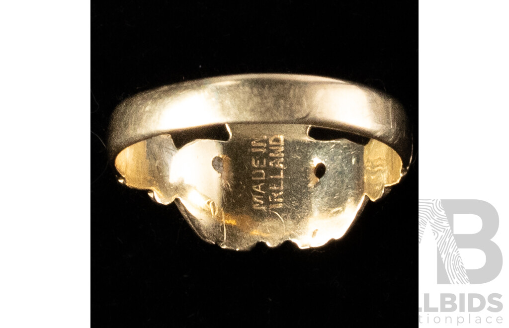9ct Vintage Irish Cladder Ring, Size P, 2.49 Grams