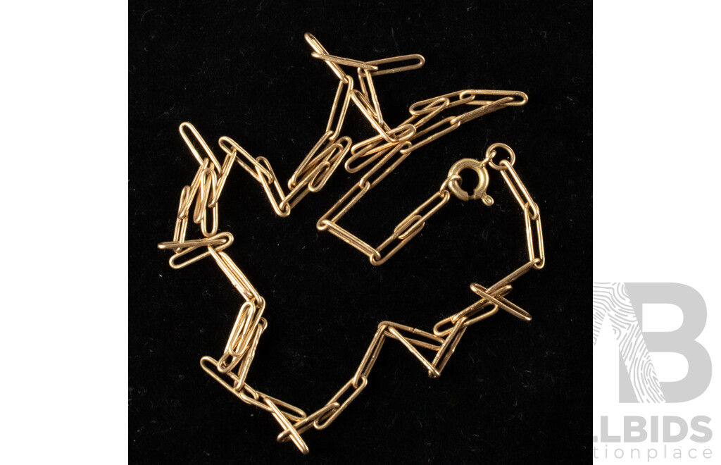 14ct Elongated Oval Belcher Link Necklace, 42cm, 5.02 Grams
