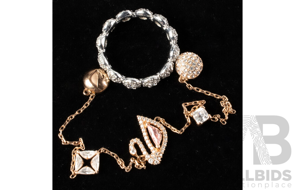 Swarovski Crystal Constella Ring Size Q & Swarovski Crystal Dazzling Swan Bracelet, 18cm
