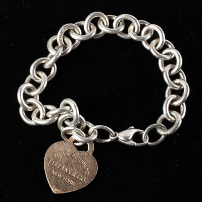 Return to Tiffany & Co. Heart Tag Bracelet, Sterling Silver & Rose Gold Tone Metal, 18cm, 32.92 Grams