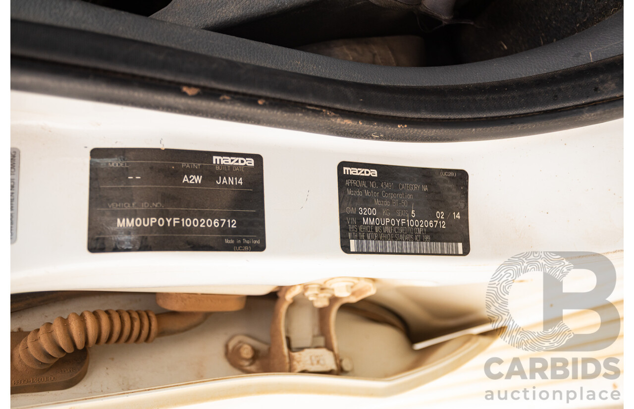 2/2014 Mazda BT-50 GT (4x4) MY13 Dual Cab Utility White 3.2L
