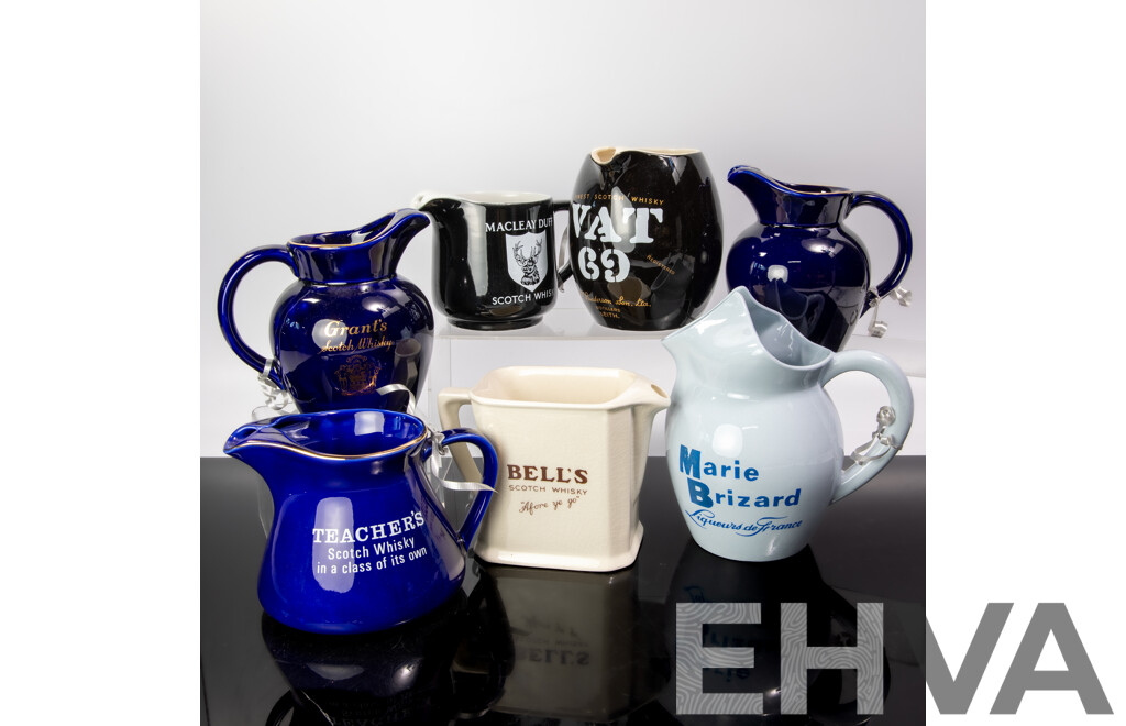 Collection Seven Mostly Wade Ceramic Whisky Advertising Jugs